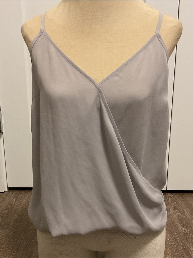 Light Gray Flowy Bubble Cami Top - Women's Draped V-Neck